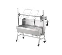 VEVOR Barbecue à Charbon avec Tournebroche Électrique 42 W Charge 61 kg, Rôtissoire Barbecue 94,4 cm, en Inox, avec Pare-Brise et Roues Verrouillables, pour Rôtir Agneau Porcelet Poulet Camping