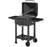 Barbecue smocker à charbon avec couvercle 2 grilles 3 étagères thermomètre