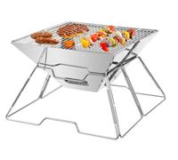 Barbecue - SunJas - Pliable et Portable - Acier Inox - 31 x 31 x 21 CM - Charbon de Bois