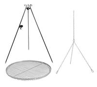Barbecue suspendu 180 cm - Grille en acier inoxydable 50 cm + manivelle - Barbecue à trois pieds - Barbecue au charbon de bois