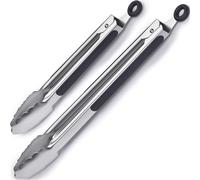 Barbecue Tongs Stainless Steel and Silicone Heat Resistant Tongs Set of 2