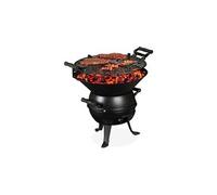 Relaxdays Barbecue en tonneau Fonte de fer Grill au charbon de bois mini grill de balcon