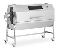 Barbecue tourne broche avec moteur 40 kg longueur broche : 138 cm protection contre le vent acier inoxydable argent Helloshop26 14_0008405