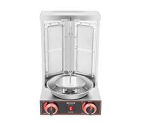 Barbecue vertical à gaz 3000 W en acier inoxydable - Machine à kebab à la maison - Deux brûleurs - Barbecue de table à kebab - Barbecue électrique rotatif pour cuisine commerciale, maison, restaurant