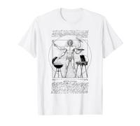 Barbecue Vitruvian Man Barbecue Cook Leonardo Da Vinci Chef T-Shirt Graphique avec Valeur, Homme, Blanc, S