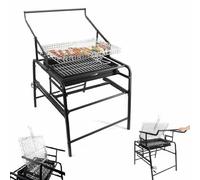 Barbecues à Charbon Rotatifs 360 ° en Acier Inoxydable, Barbecue Portable pour Camping, Grand Barbecue Carré Pliable Et Détachable pour Pique-Nique, Fête, Camping, Parc