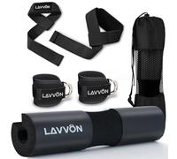 Barbell Squat Pad - Mousse Barre Musculation avec Attache, Hip Thrust Pad-Support de Nuque & Epaules Protection pour Lunges sur la Nuque, Haltérophilie, Manchon de Barre d'haltères(Sangle,Cheville)