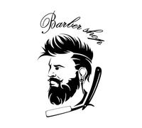 Barber Icon Salon de coiffure pour hommes Rasage Barbershop Stickers muraux en papier adhésif 32x50.4cm Auto-adhésif Noir
