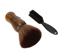 Barber Neck Duster avec des fibres de nylon | Poignée en bois et base debout | Brosse épilée efficace pour le salon/salon de coiffure/utilisation à domicile | Comprend la