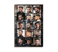 Barber Salon Poster Large Men’s Hairstyles Canvas Wall-Art for Shop Decor Client Fade Undercut Style Reference Chart(Framed,16x24inch(40x60cm))