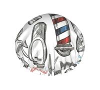 Barber Shop Bonnet de douche doux imprimé monochrome pour homme et femme Chapeau réutilisable léger et bonnet de bain pour cheveux