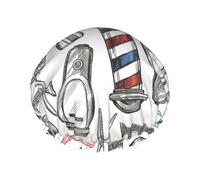 Barber Shop Bonnet de douche imprimé monochrome pour femme, léger, réutilisable, doux, double couche imperméable, étanche.