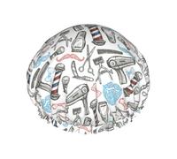 Barber Shop Bonnet de douche réutilisable pour femme Motif monochrome Pour cheveux longs Double couche