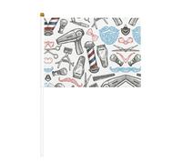 Barber Shop Drapeau double face à agiter à la main Style monochrome Couleurs vives pour tournois sportifs et matchs