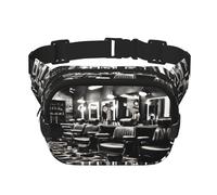 Barber Shop Monochrome Style Imprimé Polyvalent Carré Double Couche Ceinture Sac Tendance pour Homme et Femme Usage quotidien Sac, noir, One Size