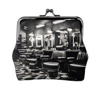 Barber Shop Monochrome Style Print Women Kiss Lock Coin Pouch Mini Portefeuille pour cartes et rouge à lèvres Sac à main compact souple