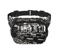 Barber Shop Sac banane à double couche avec sangle réglable Motif monochrome Unisexe