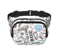 Barber Shop Sac banane double couche imprimé style monochrome pour homme et femme, noir, taille unique, Noir, One Size