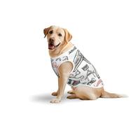 Barber Shop T-shirt décontracté sans manches pour animal de compagnie style monochrome imprimé en coton doux respirant pour grand chien (3XL-5XL)