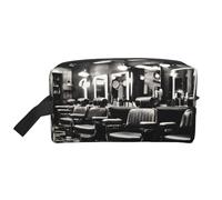 Barber Shop Trousse de toilette de voyage pour homme et femme Motif monochrome, blanc, Taille unique