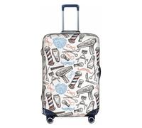 Barber Supplies Housse de protection pour valise à roulettes Motif imprimé double face Blanc Taille S, blanc, S