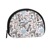 Barber Supplies Mini porte-monnaie avec fermeture éclair - Petit portefeuille pour homme et femme - Organiseur compact pour argent de voyage, Noir , Taille unique