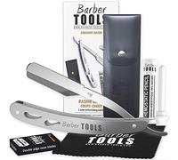 BARBER TOOLS Rasoir Droit Coupe-choux Avec un Coffret de 5 lames Doubles + Bâton d'alun + Coffret de rangement Set