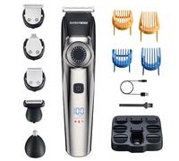 BarberBoss 5-en-1 Tondeuse à cheveux et à barbe étanche, écran LED et chargement USB, tondeuse sans fil pour hommes