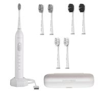 BarberBoss Brosse à dents électrique avec 6 têtes de brosse et capteur de pression, brosse à dents rechargeable pour adultes avec 5 modes, minuterie intelligente, brosse à dents avec kit de voyage