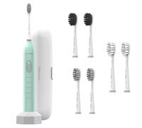 BarberBoss Brosse à dents électrique Sonic - Angles d'onde réglables - 5 modes de brossage - 6 têtes de brosse - Étui de voyage - Brosse à dents électrique portable et blanchissante pour adultes