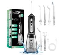 BarberBoss Hydropulseur, Irrigateur buccal portable, Hydropulseur dentaire électrique, Kit de nettoyage des dents, Hydropulseur sans fil pour des gencives saines, QR-7025 (Noir)