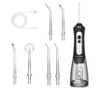 BarberBoss Hydropulseur sans fil pour voyage et maison, 5 modes de pression, 6 embouts de jet, réservoir de 300 ml, irrigateur buccal rechargeable par USB, étanchéité IPX7, nettoyeur de dents pour