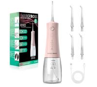 BarberBoss Jet Dentaire, irrigateur buccal électrique, fil dentaire, 5 modes pression, étanche IPX8, appareil portable pour soin des gencives, kit nettoyage dents, QR-7103 (Rose Pastel)