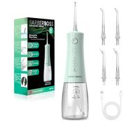 BarberBoss jet dentaire, irrigateur buccal sans fil, fil dentaire électrique, 5 modes de pression, étanche IPX8, portable pour le soin des gencives, kit de nettoyage des dents (Vert Pastel)