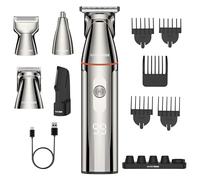 BarberBoss Kit de toilettage 5 en 1 pour homme, tondeuse à barbe pour homme, tondeuse à cheveux étanche avec tondeuse à nez, toiletteur corporel, chargement USB-C et écran LED