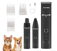 BarberBoss Kit de toilettage sans fil pour chiens et chats, tondeuse pour chien avec broyeur à ongles, tondeuse silencieuse pour animaux de compagnie, ensemble de toiletteur rechargeable par USB
