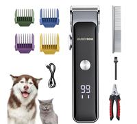 BarberBoss Kit de toilettage sans fil pour chiens et chats, tondeuse silencieuse pour fourrure épaisse et mate, tondeuse pour animaux de compagnie avec écran LED, ensemble complet de toilettage