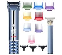 BarberBoss Kit de tondeuse à cheveux et à barbe pour homme, tondeuse sans fil, tondeuse à vitesse turbo avec écran LED, lame réglable, 8 peignes de guidage, kit de toilettage pour homme