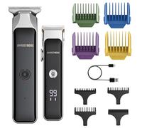 Barberboss Kit de tondeuse à cheveux pour homme, tondeuse à barbe sans fil avec 7 peignes, cadran à longueur réglable, double réglage de vitesse, chargement USB et lames en céramique pour homme