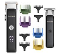 Barberboss Kit de tondeuses à barbe pour homme, 2 tondeuses à cheveux sans fil avec molette de précision, tondeuses pour le visage, indicateur LED et recharge USB, kit de toilettage portable