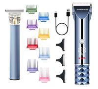Barberboss Kit tondeuse homme professionnel, tondeuse barbe et cheveux sans fil avec écran LED, mode Turbo, lame titane-céramique et 8 peignes guides couleur, kit de toilettage rechargeable par USB