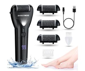 BarberBoss Lime à pieds électrique, dissolvant de callosités, limes à pieds pour peau dure, élimination de la peau dure, ensemble de pédicure professionnelle pour les pieds QR-5081