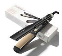 BarberBoss Lisseur, plaques flottantes en céramique, traitement ionique et kératine pour cheveux lisses et sans frisottis, fer lisser professionnel à température réglable (QR-8422, Noir)