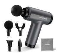 BarberBoss Pistolet massage Mini avec capteur de pression, masseur à 5 niveaux d'intensité, masseur musculaire portable avec 4 têtes interchangeables, pochette de rangement, masseur corporel, QR-3603