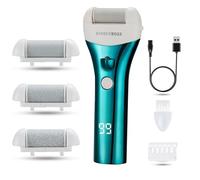 BarberBoss Râpe électrique pour les pieds, appareil d'élimination de la peau dure et des callosités, outil de pédicure rechargeable avec 3 têtes de rouleau, design étanche, lime à pieds pour pieds