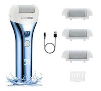 BarberBoss Râpe électrique pour les pieds - Kit complet de soins des pieds, rouleaux exfoliants, élimination des peaux mortes et dures, kit de pédicure rechargeable