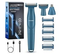 BarberBoss Rasoir 3-en-1 pour homme, kit de toilettage pour barbe, cheveux, nez, oreilles et corps, tondeuse de précision pour homme, rasoir sans chargement USB, rasoir multifonction, QR-2303 (Bleu)