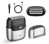 BarberBoss Rasoir à grille pour homme, rasoir électrique compact, lames flottantes en acier inoxydable, rasoir électrique compact pour homme, QR-2752 (gris métallisé)