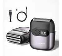 BarberBoss Rasoir compact pour homme, rasoir électrique rechargeable par USB, lames flottantes en aluminium en acier inoxydable, rasoir magnétique pour homme, affichage LED intelligent, QR-2754