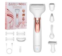 BarberBoss Rasoir électrique 5-en-1 pour femme, kit d'épilation rechargeable, pour le corps, le maillot, le visage, le nez et les sourcils, rasoir sans fil pour femme, QR-8005